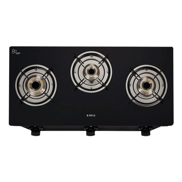 Buy Elica CT VETRO 370 J Toughened Glass Top 3 Burner Manual Gas